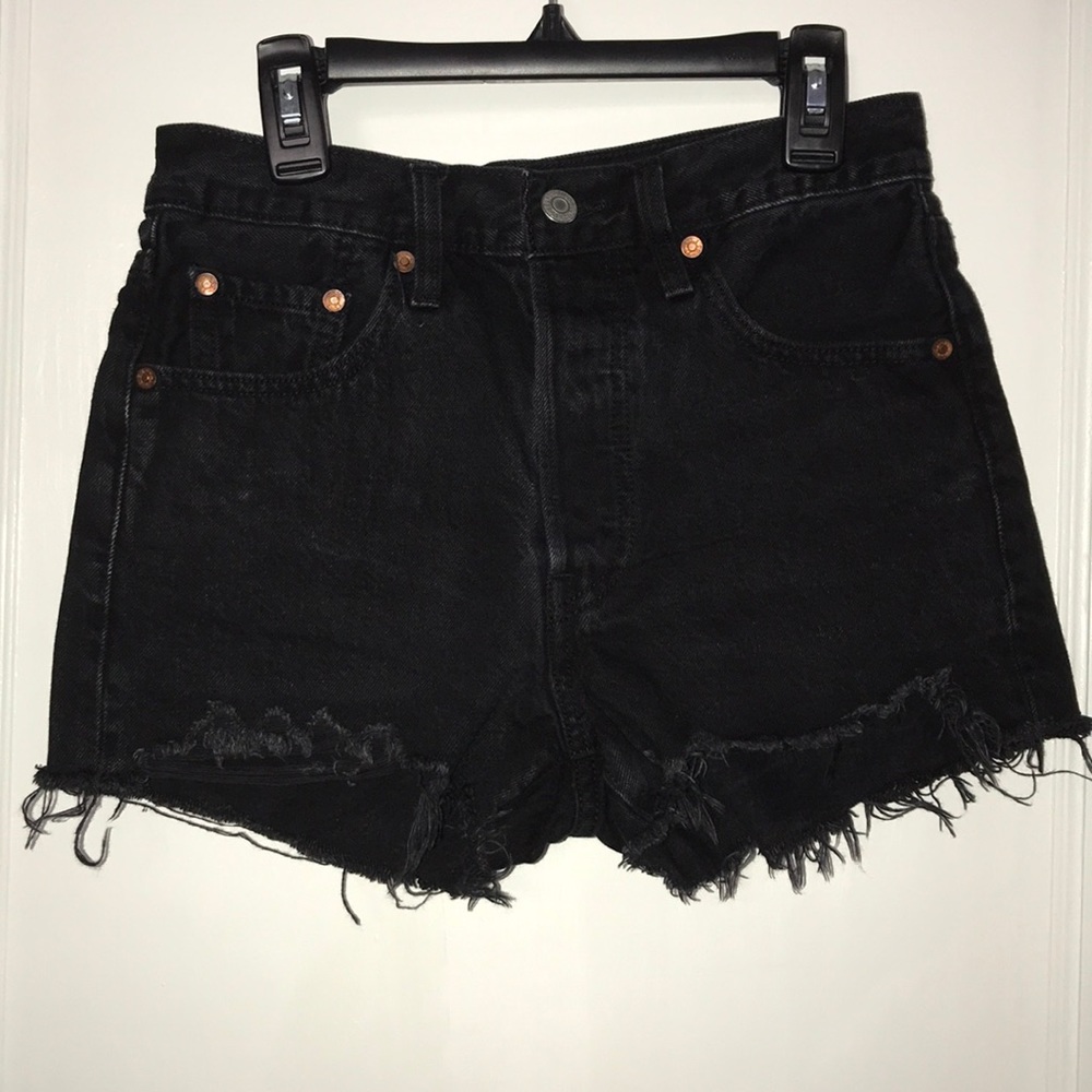 Levi’s black 501 shorts; Size 0